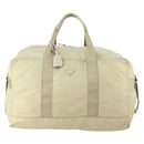 PRADA Boston Bag Nylon Cream Beige Auth ti3742-13