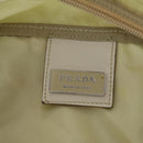 PRADA Boston Bag Nylon Cream Beige Auth ti3742-25