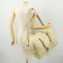 PRADA Boston Bag Nylon Cream Beige Auth ti3742-26