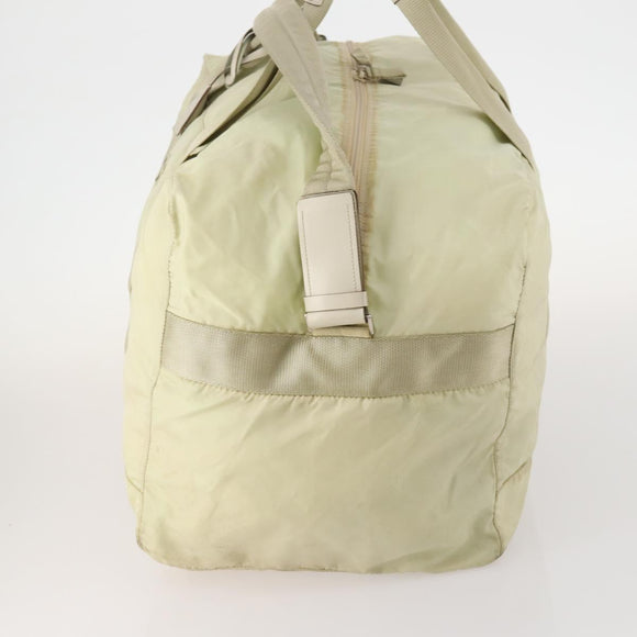 PRADA Boston Bag Nylon Cream Beige Auth ti3742