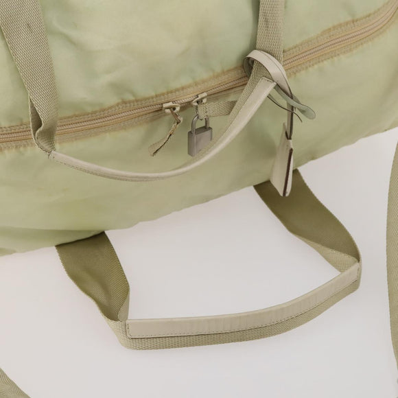 PRADA Boston Bag Nylon Cream Beige Auth ti3742