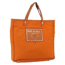 PRADA Tote Bag Nylon Leather Orange Gold Auth ti3743-1