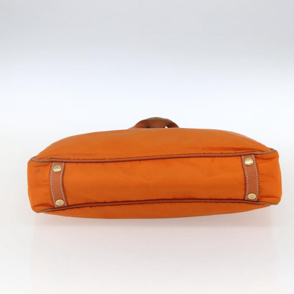 PRADA Tote Bag Nylon Leather Orange Gold Auth ti3743