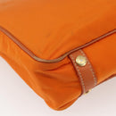 PRADA Tote Bag Nylon Leather Orange Gold Auth ti3743-16