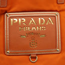 PRADA Tote Bag Nylon Leather Orange Gold Auth ti3743-17