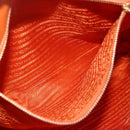 PRADA Tote Bag Nylon Leather Orange Gold Auth ti3743-22