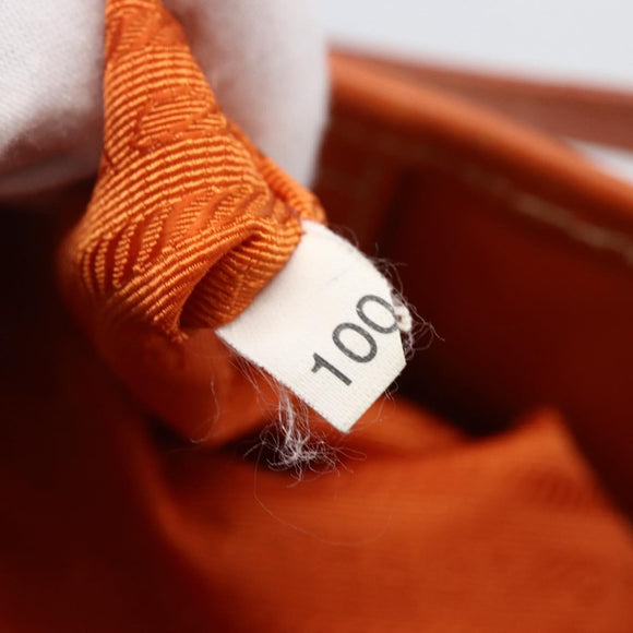 PRADA Tote Bag Nylon Leather Orange Gold Auth ti3743
