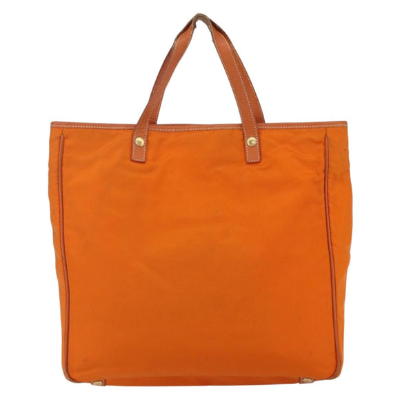 PRADA Tote Bag Nylon Leather Orange Gold Auth ti3743