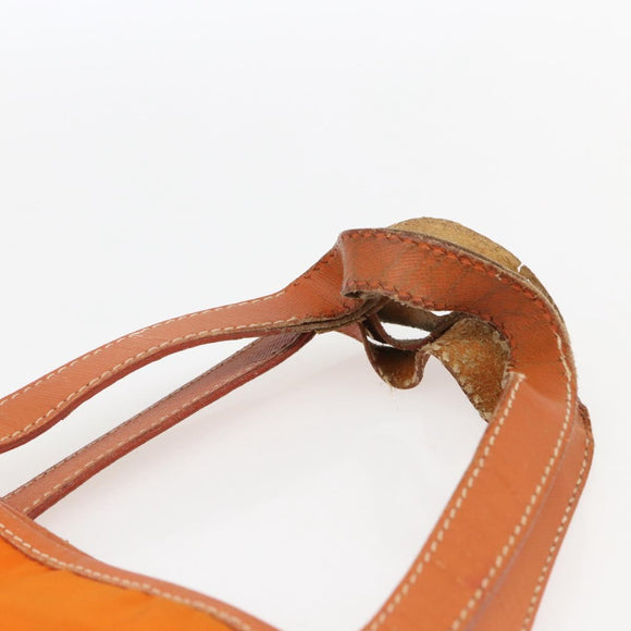 PRADA Tote Bag Nylon Leather Orange Gold Auth ti3743