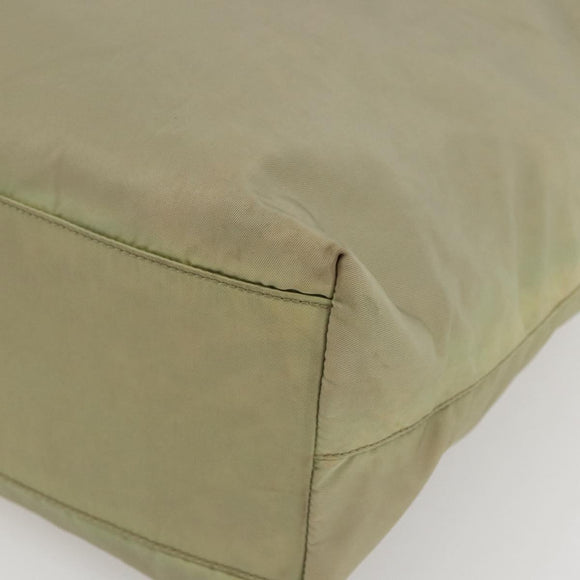 PRADA Tote Bag Nylon Cream Silver Auth ti3744