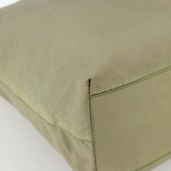 PRADA Tote Bag Nylon Cream Silver Auth ti3744