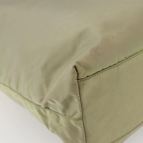 PRADA Tote Bag Nylon Cream Silver Auth ti3744