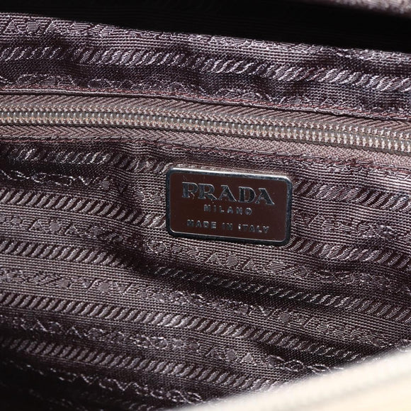 PRADA Tote Bag Nylon Cream Silver Auth ti3744