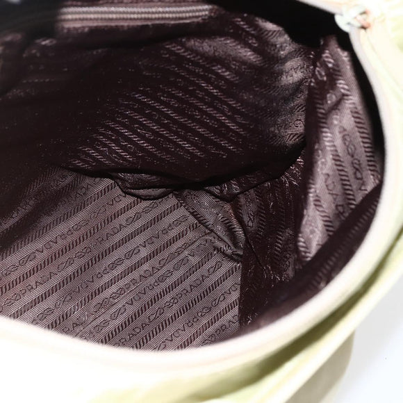 PRADA Tote Bag Nylon Cream Silver Auth ti3744