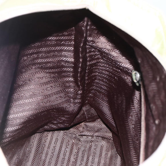 PRADA Tote Bag Nylon Cream Silver Auth ti3744