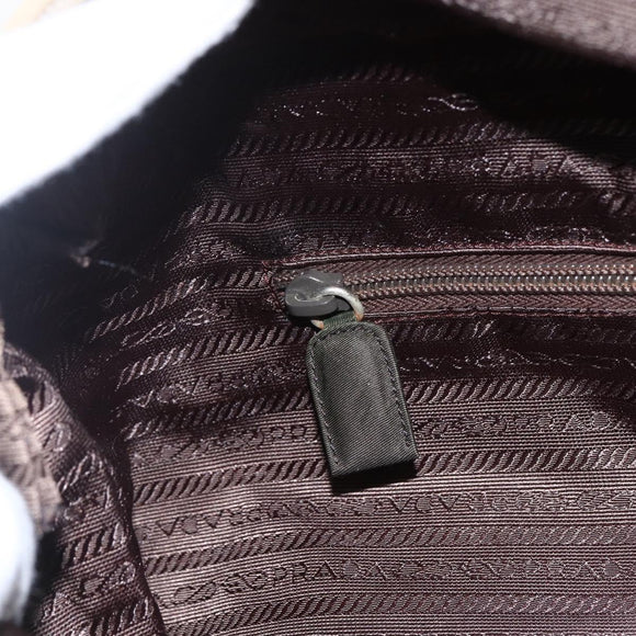 PRADA Tote Bag Nylon Cream Silver Auth ti3744