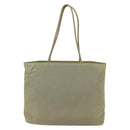 PRADA Tote Bag Nylon Cream Silver Auth ti3744-2