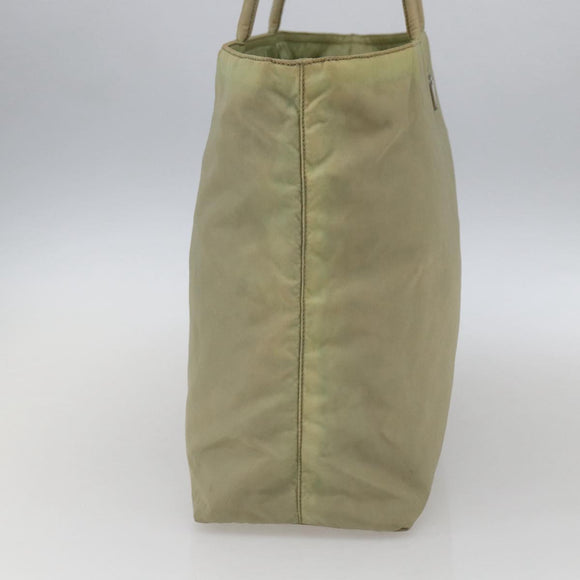 PRADA Tote Bag Nylon Cream Silver Auth ti3744