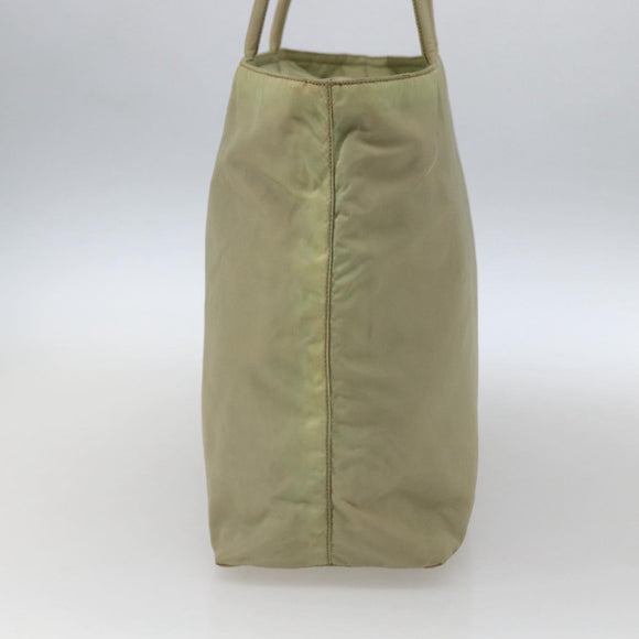 PRADA Tote Bag Nylon Cream Silver Auth ti3744
