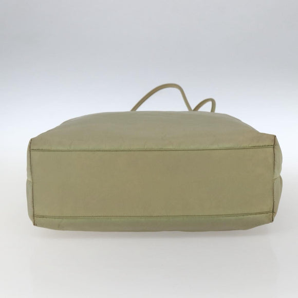 PRADA Tote Bag Nylon Cream Silver Auth ti3744
