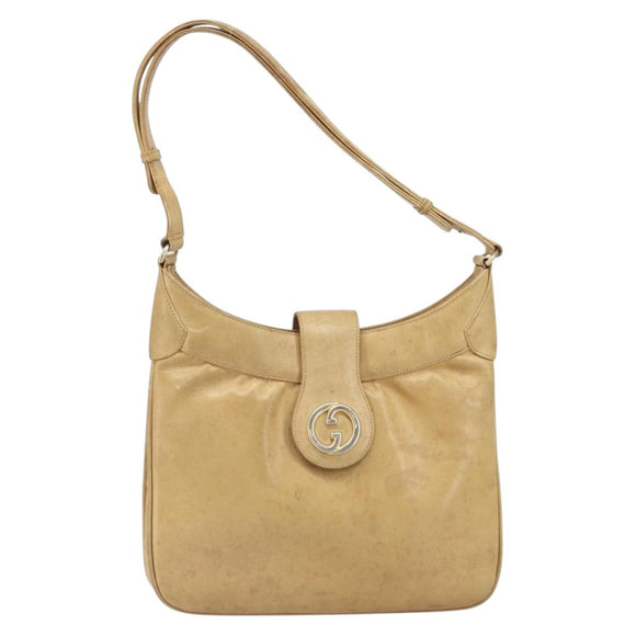 GUCCI Umhängetasche Leder Beige Gold 007 112 0094 Auth ti3745