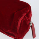 FENDI Pouch Velor Red Silver Auth ti3746-15
