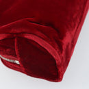 FENDI Pouch Velor Red Silver Auth ti3746-16