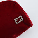FENDI Pouch Velor Red Silver Auth ti3746-8