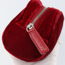 FENDI Pouch Velor Red Silver Auth ti3746-9
