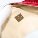 FENDI Pouch Velor Red Silver Auth ti3746-10