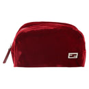 FENDI Pouch Velor Red Silver Auth ti3746-13