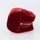 FENDI Pouch Velor Red Silver Auth ti3746-3
