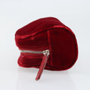 FENDI Pouch Velor Red Silver Auth ti3746-4