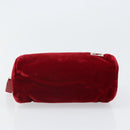 FENDI Pouch Velor Red Silver Auth ti3746-6