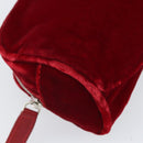 FENDI Pouch Velor Red Silver Auth ti3746-14