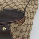 GUCCI GG Canvas Web Sherry Line Draagtas Beige Goud 163805 Auth ti3747-8