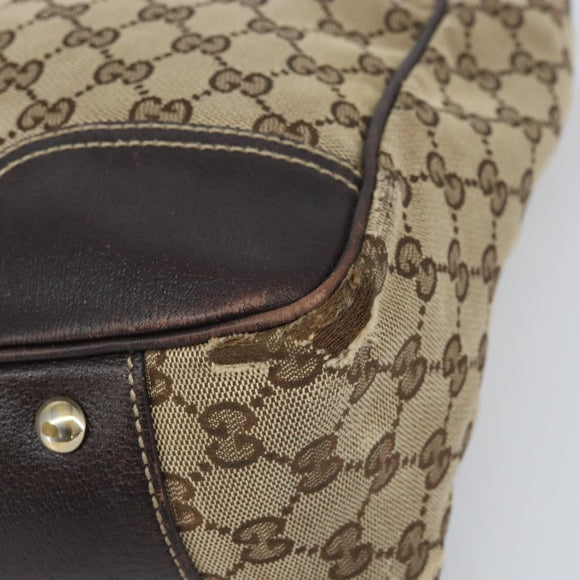 GUCCI GG Canvas Web Sherry Line Draagtas Beige Goud 163805 Auth ti3747