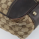 GUCCI GG Canvas Web Sherry Line Draagtas Beige Goud 163805 Auth ti3747-13