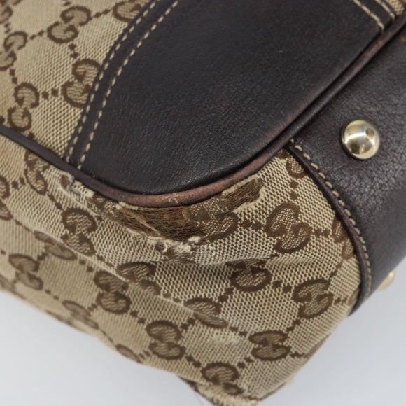 GUCCI GG Canvas Web Sherry Line Draagtas Beige Goud 163805 Auth ti3747