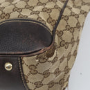 GUCCI GG Canvas Web Sherry Line Draagtas Beige Goud 163805 Auth ti3747-14