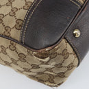 GUCCI GG Canvas Web Sherry Line Draagtas Beige Goud 163805 Auth ti3747-15