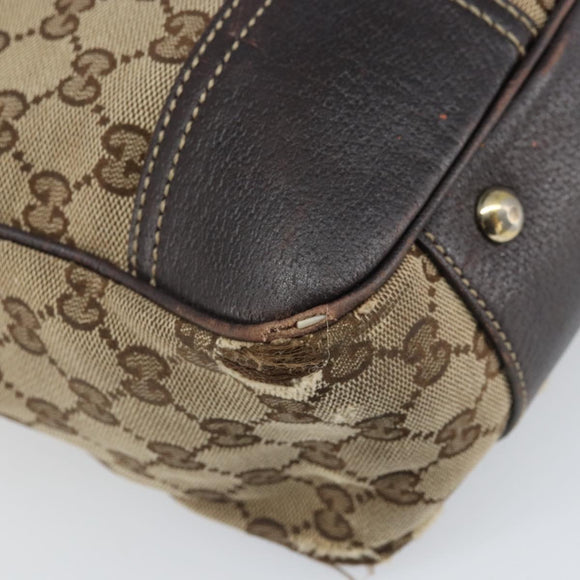 GUCCI GG Canvas Web Sherry Line Draagtas Beige Goud 163805 Auth ti3747