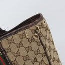 GUCCI GG Canvas Web Sherry Line Draagtas Beige Goud 163805 Auth ti3747-9