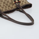 GUCCI GG Canvas Web Sherry Line Draagtas Beige Goud 163805 Auth ti3747-6
