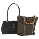 GUCCI Bag Nylon 2 Set Khaki Black Auth ti3748-1