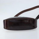 GUCCI Bamboo Hand Bag Patent leather 2way Brown Gold 001 1705 1638 Auth ti3749-5