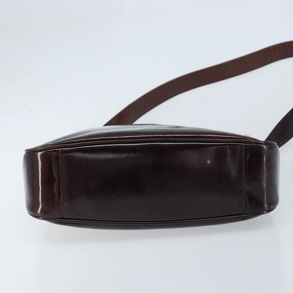 GUCCI Bamboo Hand Bag Patent leather 2way Brown Gold 001 1705 1638 Auth ti3749