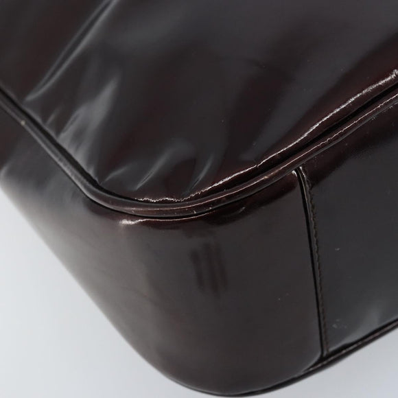 GUCCI Bamboo Hand Bag Patent leather 2way Brown Gold 001 1705 1638 Auth ti3749