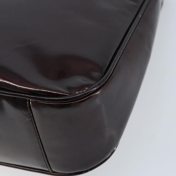 GUCCI Bamboo Hand Bag Patent leather 2way Brown Gold 001 1705 1638 Auth ti3749
