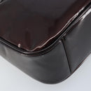 GUCCI Bamboo Hand Bag Patent leather 2way Brown Gold 001 1705 1638 Auth ti3749-10